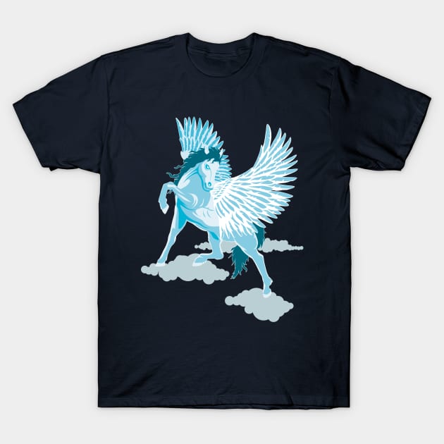 Flying Pegasus Winged Horse in the sky T-Shirt by TMBTM